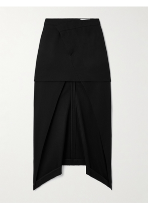 Alexander McQueen - Wrap-effect Wool Midi Skirt - Black - IT38,IT40,IT42,IT44