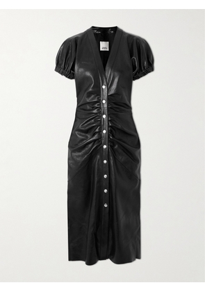 Isabel Marant - Carly Ruched Leather Midi Dress - Black - FR34,FR36,FR38,FR40,FR42