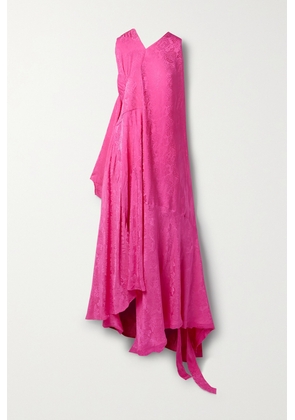 Balenciaga - Asymmetric Paneled Satin-jacquard Maxi Dress - Pink - FR34,FR36