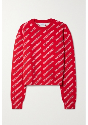 Balenciaga - Cropped Intarsia-knit Sweater - Red - XS,S,M,L