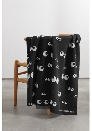 Anya Hindmarch - All Over Eyes Intarsia Wool-blend Throw - Black - One size