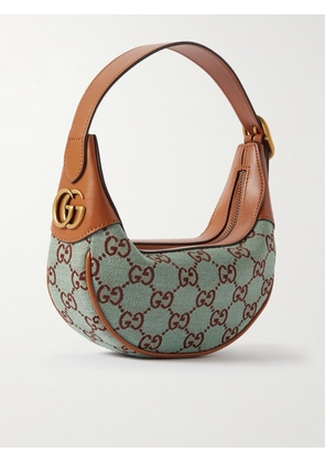 Gucci - Ophidia Mini Leather-trimmed Printed Canvas-jacquard Shoulder Bag - Blue - One size