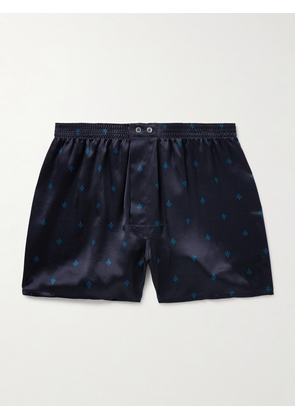 Derek Rose - Brindisi 106 Printed Silk-Satin Boxer Shorts - Men - Blue - M