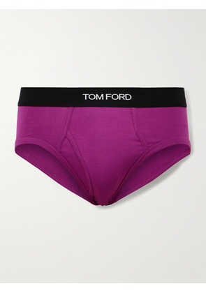 TOM FORD - Stretch-Cotton Briefs - Men - Purple - S