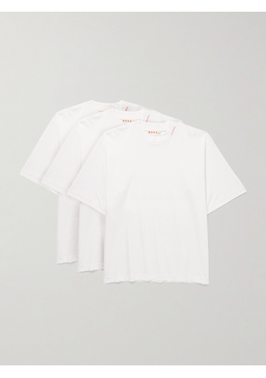 Marni - Three-Pack Logo-Embroidered Cotton-Jersey T-Shirts - Men - White - IT 44