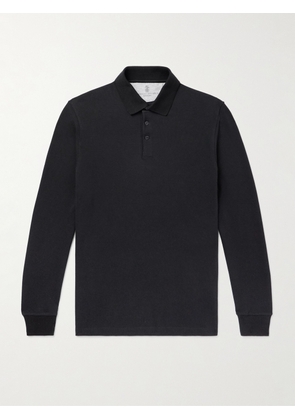 Brunello Cucinelli - Cotton-Piqué Polo Shirt - Men - Black - XS
