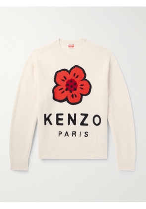 KENZO - Boke Flower Logo-Intarsia Wool Sweater - Men - White - XS