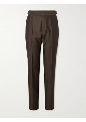 TOM FORD - Atticus Slim-Fit Tapered Wool and Silk-Blend Suit Trousers - Men - Brown - IT 46