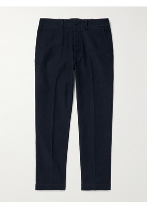 TOM FORD - Straight-Leg Cotton-Blend Moleskin Trousers - Men - Blue - UK/US 32