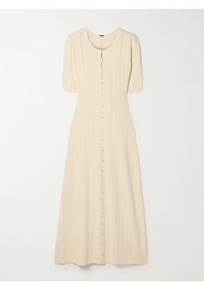 Adam Lippes - Arden Ribbed Pointelle-knit Midi Dress - Ivory - small,medium,large