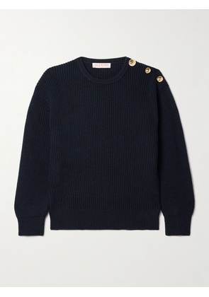 Valentino Garavani - Embellished Ribbed Wool Sweater - Blue - x small,small,medium