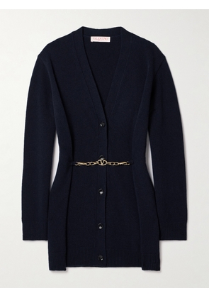 Valentino Garavani - Chain-embellished Wool Cardigan - Blue - x small,small,medium