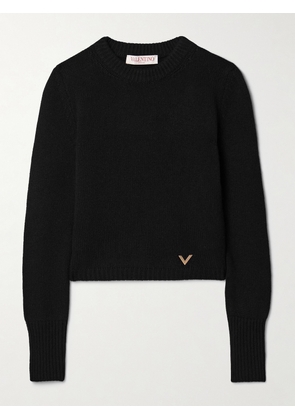 Valentino Garavani - Cropped Embellished Cashmere Sweater - Black - small,medium,large