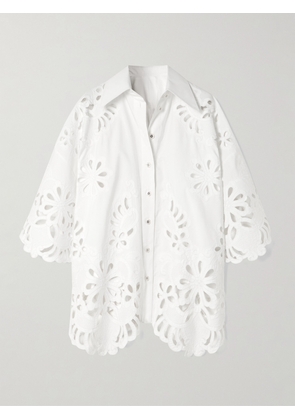 Dolce & Gabbana - Oversized Scalloped Broderie Anglaise Cotton-poplin Shirt - White - IT38,IT40,IT42,IT44