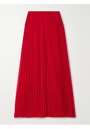 Altuzarra - Monti Pleated Crepe De Chine Midi Skirt - Red - FR36,FR38,FR40