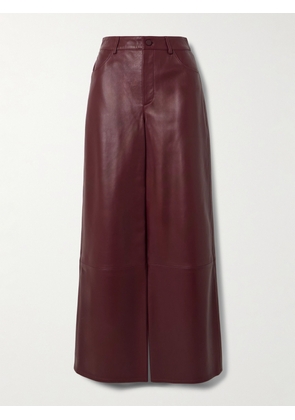 LOULOU STUDIO - Figari Paneled Leather Wide-leg Pants - Burgundy - x small,small,medium,large,x large
