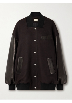 KHAITE - Spencer Wool-blend Felt And Leather Bomber Jacket - Brown - US0,US2,US4,US6,US8