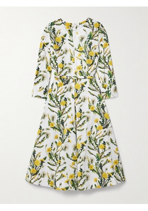 Oscar de la Renta - Belted Floral-print Cotton-blend Poplin Midi Dress - Multi - US4,US8,US10