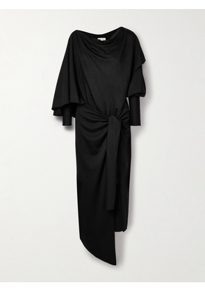 Salon 1884 - Calliope Asymmetric Wrap-effect Draped Wool-jersey Midi Dress - Black - FR34,FR36,FR38,FR40