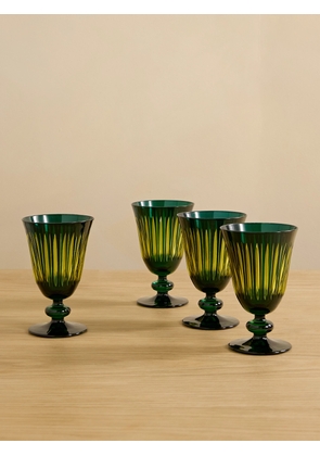 L'Objet - Prism Set Of Four Wine Glasses - Green - One size