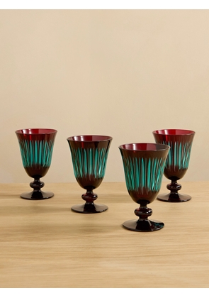 L'Objet - Prism Set Of Four Wine Glasses - Blue - One size