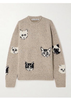 Acne Studios - Intarsia Wool-blend Sweater - Neutrals - xx small,x small,small,medium,large