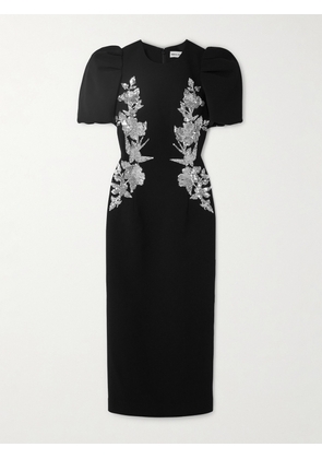 Rebecca Vallance - Monroe Sequin-embellished Textured-crepe Midi Dress - Black - UK 4,UK 6,UK 8,UK 10,UK 12,UK 14
