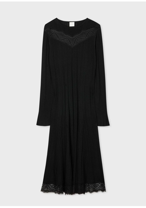 Paul Smith Women's Black Knitted Lace Trim Dress