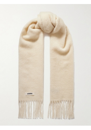 Jacquemus - Fringed Knitted Scarf - Ivory - One size