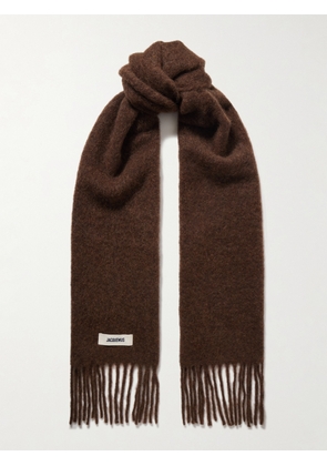 Jacquemus - Fringed Knitted Scarf - Brown - One size