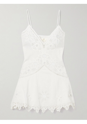 LoveShackFancy - Brealynn Embellished Lace-trimmed Cotton And Linen-blend Voile Mini Dress - White - US00,US0,US2,US4,US6,US8