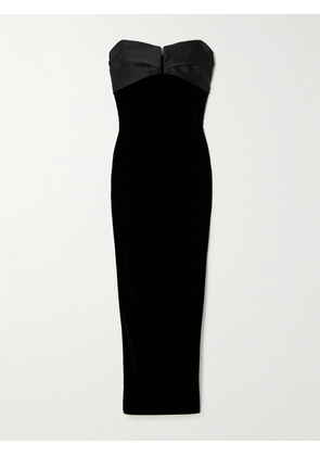 Roland Mouret - Strapless Satin-trimmed Velvet Gown - Black - UK 4,UK 6,UK 8,UK 10,UK 12,UK 14