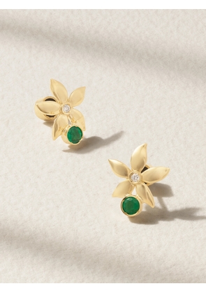 Ileana Makri - Mini Bloom 18-karat Gold, Emerald And Diamond Earrings - One size