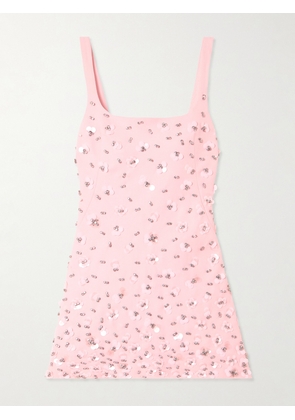 SIMKHAI - Ziva Embellished Crepe Mini Dress - Pink - US0,US2,US4,US6,US8,US10,US12