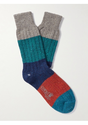 CORGI - Colour-Block Merino Wool-Blend Socks - Men - Multi - S
