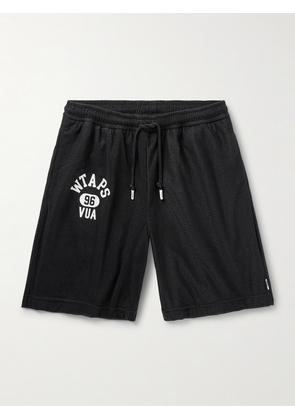 WTAPS - Straight-Leg Logo-Print Brushed-Mesh Shorts - Men - Black - S