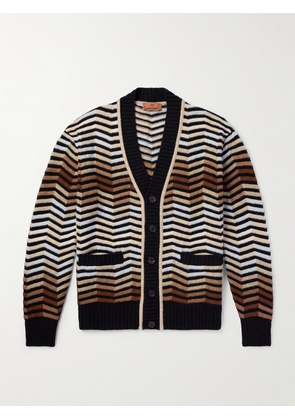 Missoni - Striped Crochet-Knit Wool Cardigan - Men - Brown - IT 46