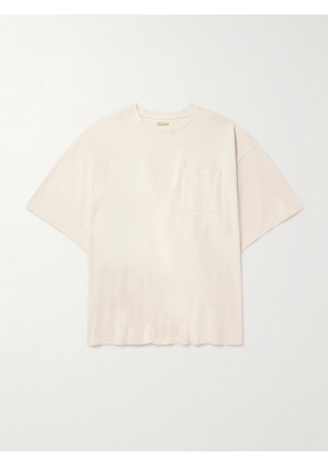 KAPITAL - Distressed Printed Two-Tone Cotton-Jersey T-Shirt - Men - White - 1