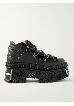 VETEMENTS - New Rock Embellished Leather Platform Sneakers - Men - Black - EU 41