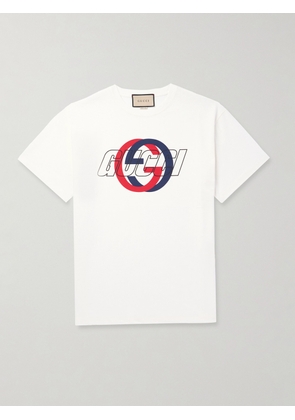 Gucci - Logo-Print Cotton-Jersey T-Shirt - Men - Neutrals - XS