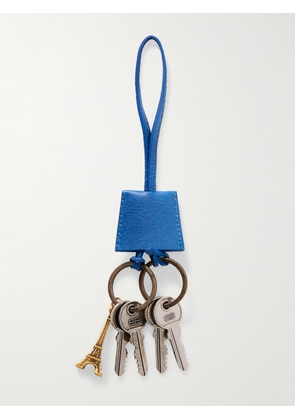 Balenciaga - Le City Embellished Textured-Leather, Silver- and Gold-Tone Key Fob - Men - Blue