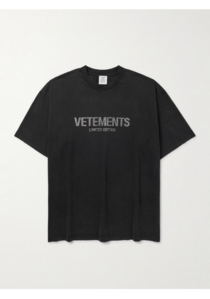 VETEMENTS - Crystal-Embellished Cotton-Jersey T-Shirt - Men - Black - XS