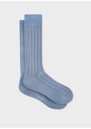 Paul Smith Light Blue Mercerised Cotton-Blend Ribbed Socks