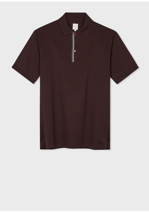 Paul Smith Dark Brown 'Signature Stripe' Trim Polo Shirt