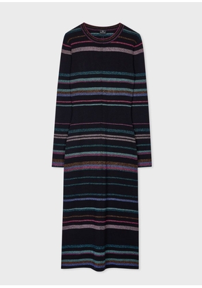 PS Paul Smith Women's Black 'Midnight Swirl' Glitter Stripe Knitted Dress