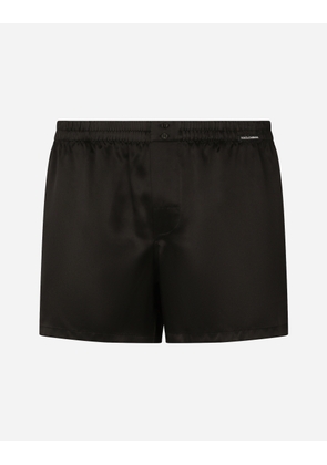Dolce & Gabbana Silk Shorts With Logo Label - Man Underwear And Loungewear Black Silk 7