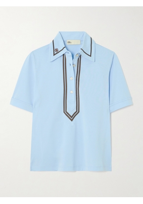 TORY SPORT - Embroidered Contrast-tipped Cotton-jersey Polo Shirt - Blue - x small,small,medium,large