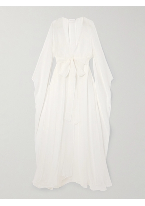 Rosamosario - Belted Wrap-effect Silk-georgette Gown - White - x small,small,medium,large,x large