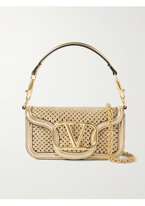 Valentino Garavani - Locò Small Woven Metallic Leather Shoulder Bag - Gold - One size