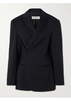 RÓHE - Pinstriped Wool-blend Twill Wrap Blazer - Black - FR34,FR36,FR38,FR40,FR42